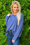 Do It My Way Thermal Ribbed Long Sleeve Top : Navy