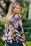 Lovely Soul Bubble Dolman Sleeve Blouse : Bronze/Navy