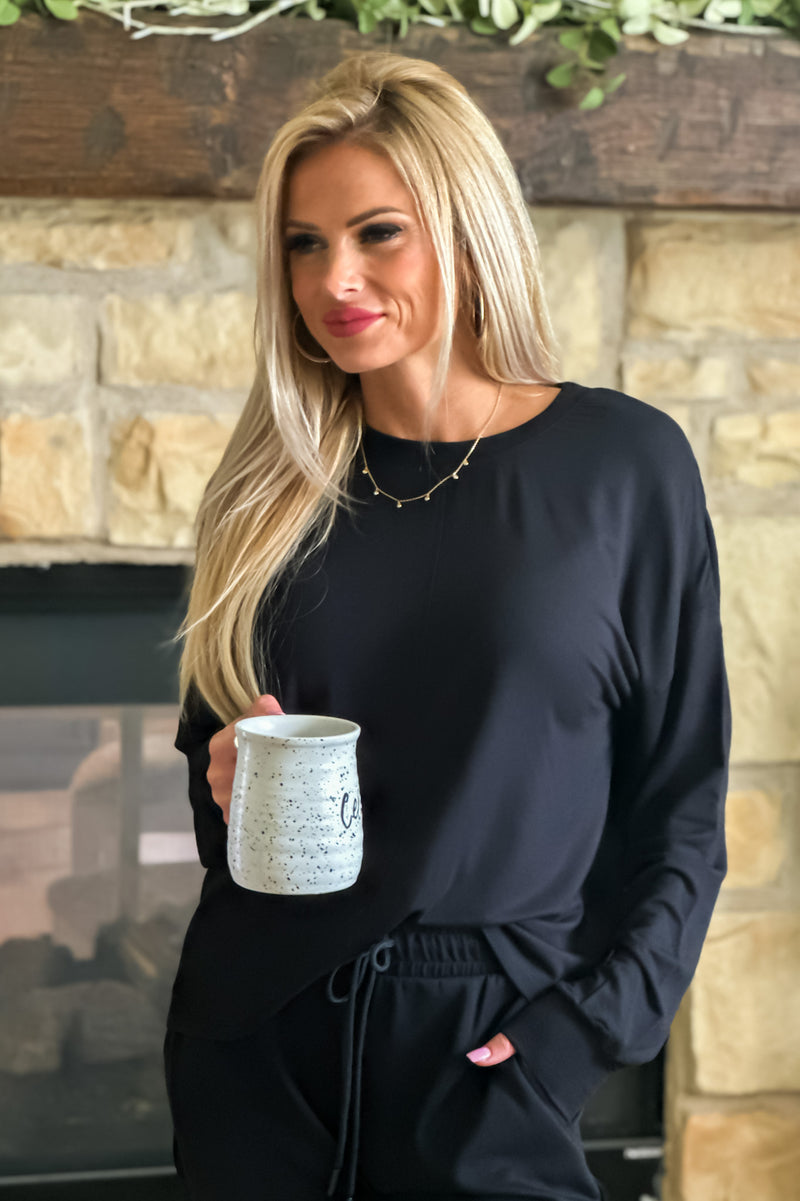 Haisley Athleisure Crew Neck Top : Black