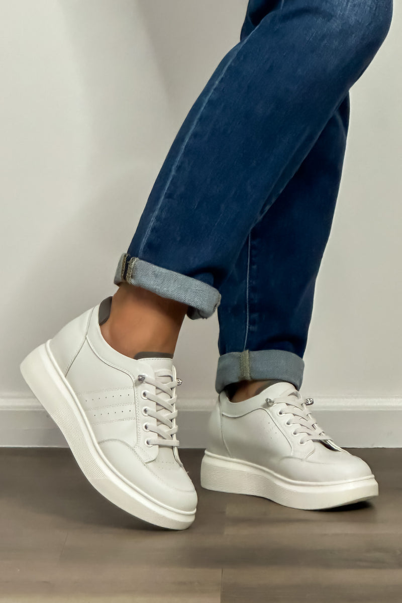 Bonavi Platform Laced Slip On Sneaker : White