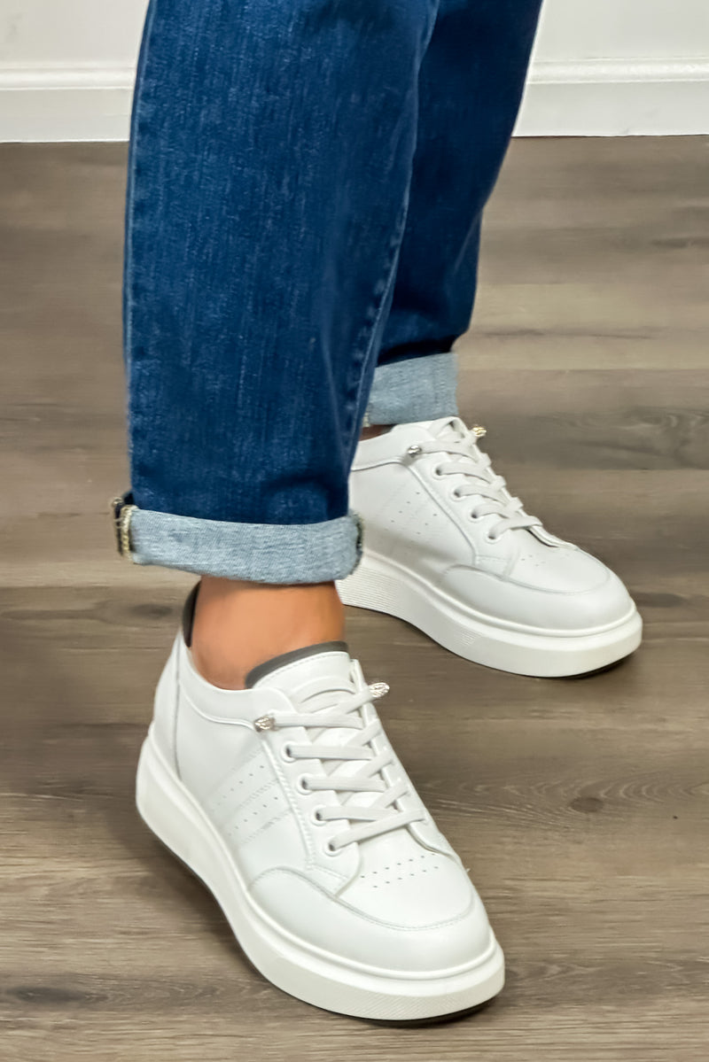 Bonavi Platform Laced Slip On Sneaker : White