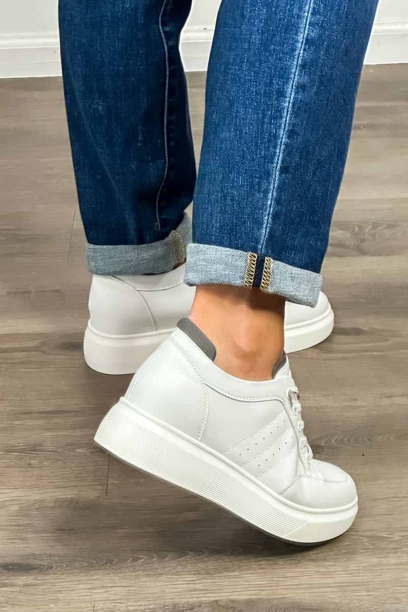 Bonavi Platform Laced Slip On Sneaker : White