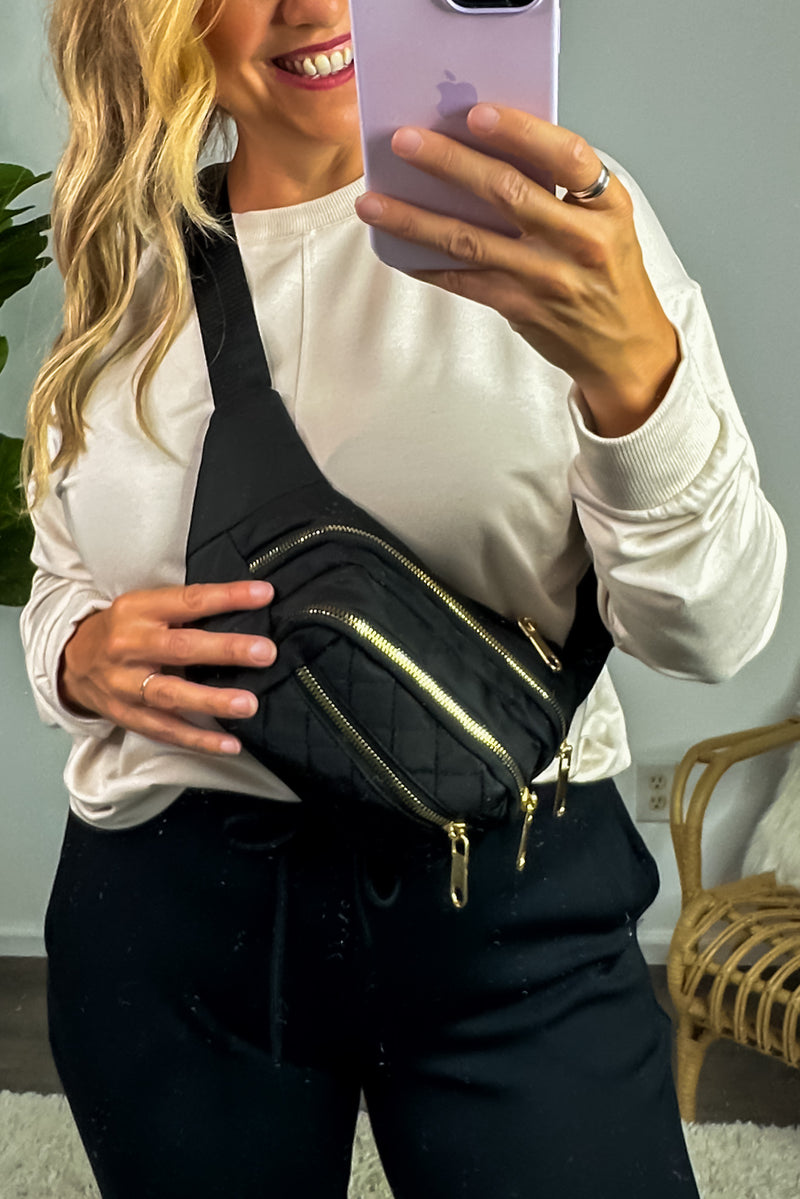 Olivia Quilted Belt Bags : Black