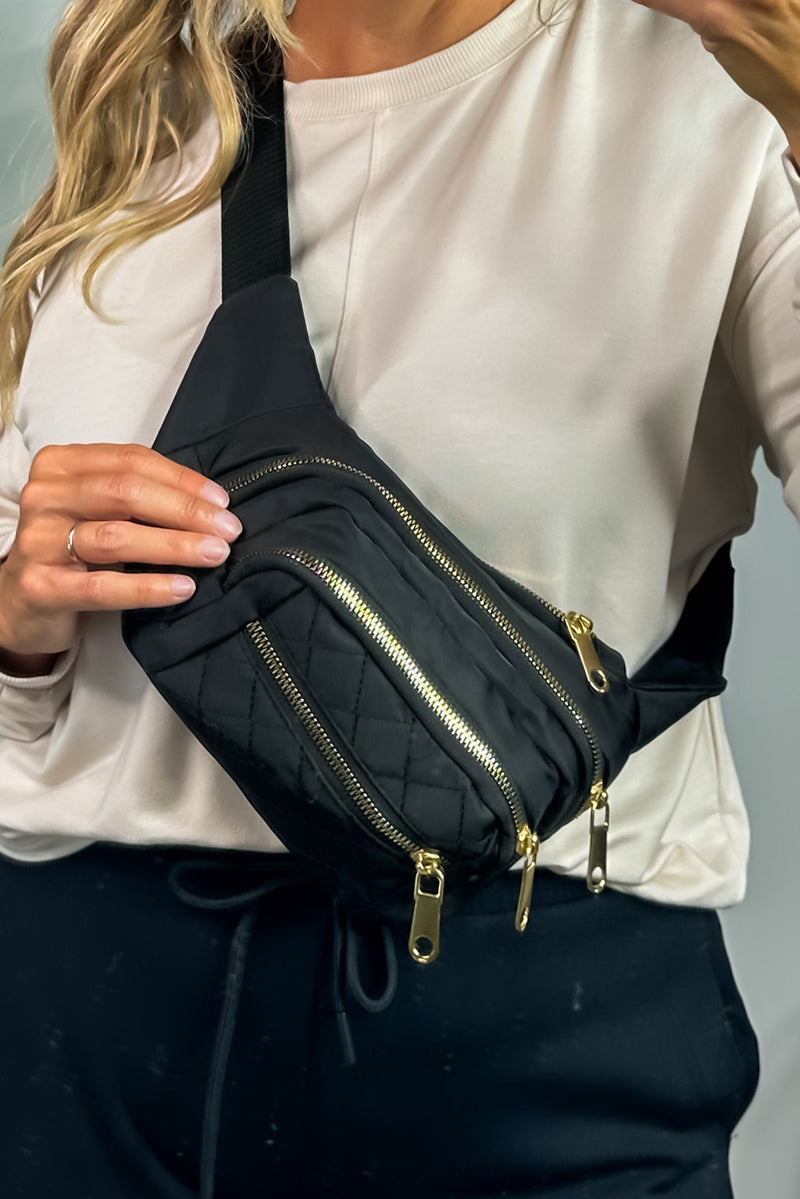 Olivia Quilted Belt Bags : Black