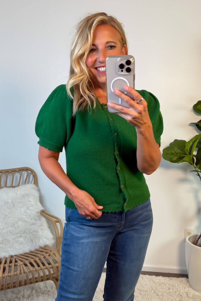 Karri Scallop Edge Button Up Sweater Top : Amazon
