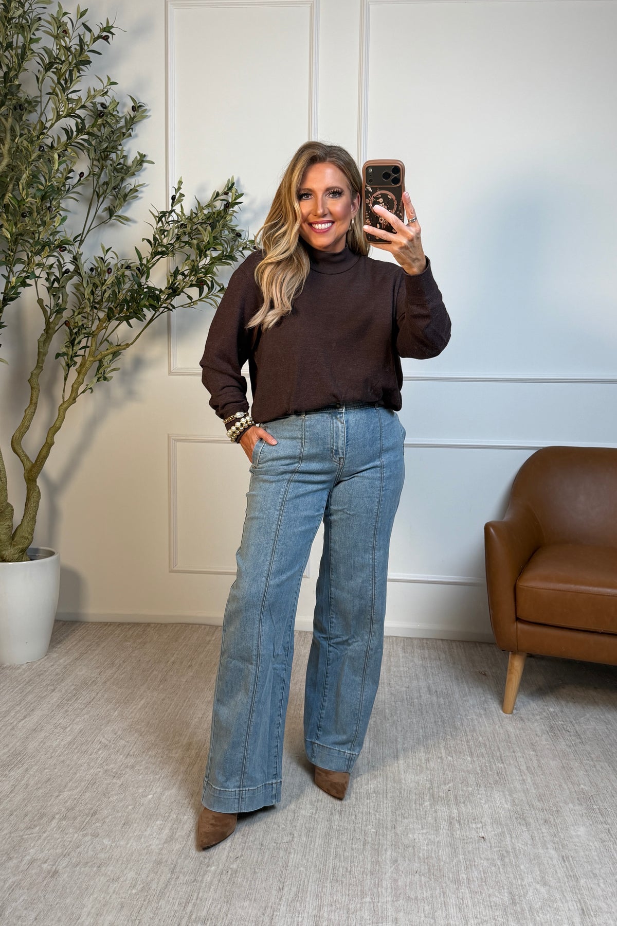Tribal Hemsley Bubble Sweatshirt : Saddle Brown