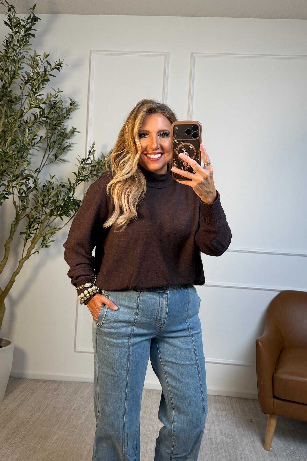 Tribal Hemsley Bubble Sweatshirt : Saddle Brown