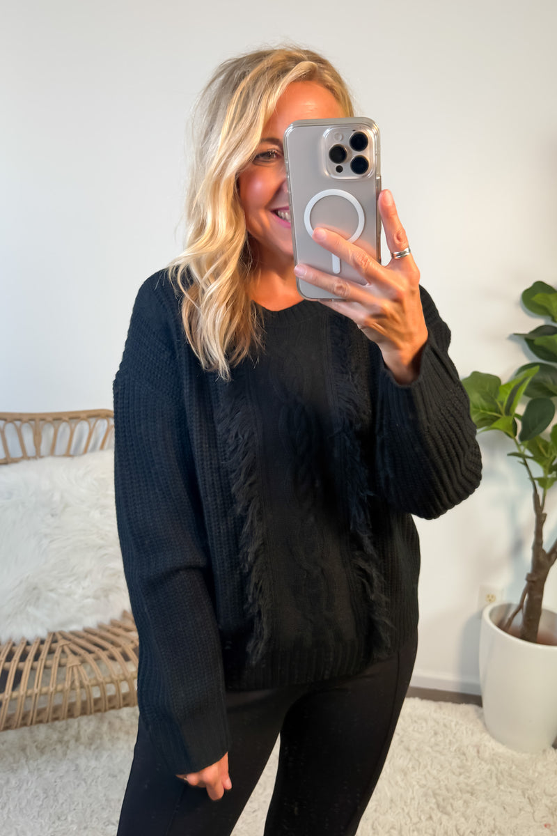 Liverpool Pippa Mock Neck Sweater w/ Fringe