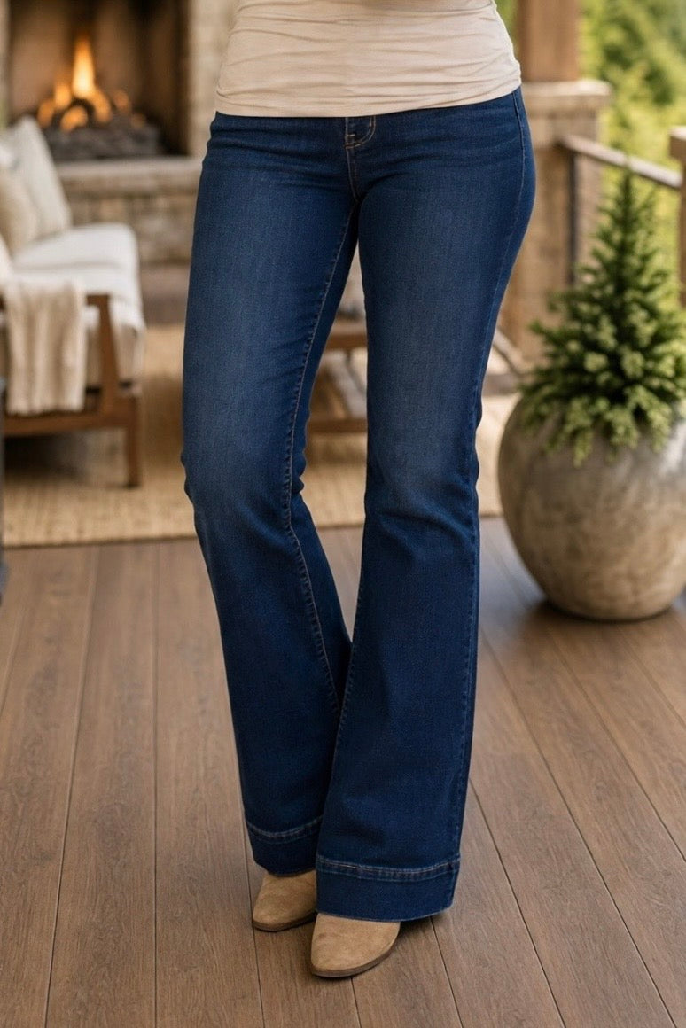 Risen Vida High Rise Stretchy Flare Jeans : Dark