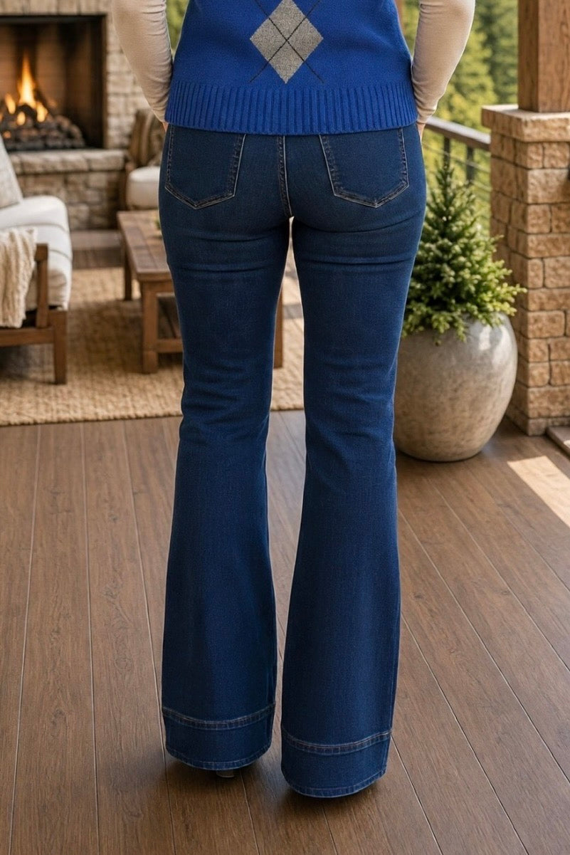 Risen Vida High Rise Stretchy Flare Jeans : Dark