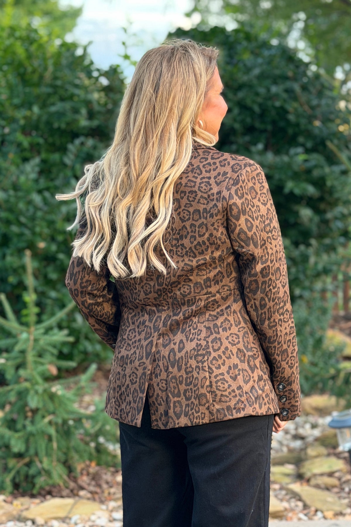 Nemy Animal Print Faux Suede Blazer : Brown Multi