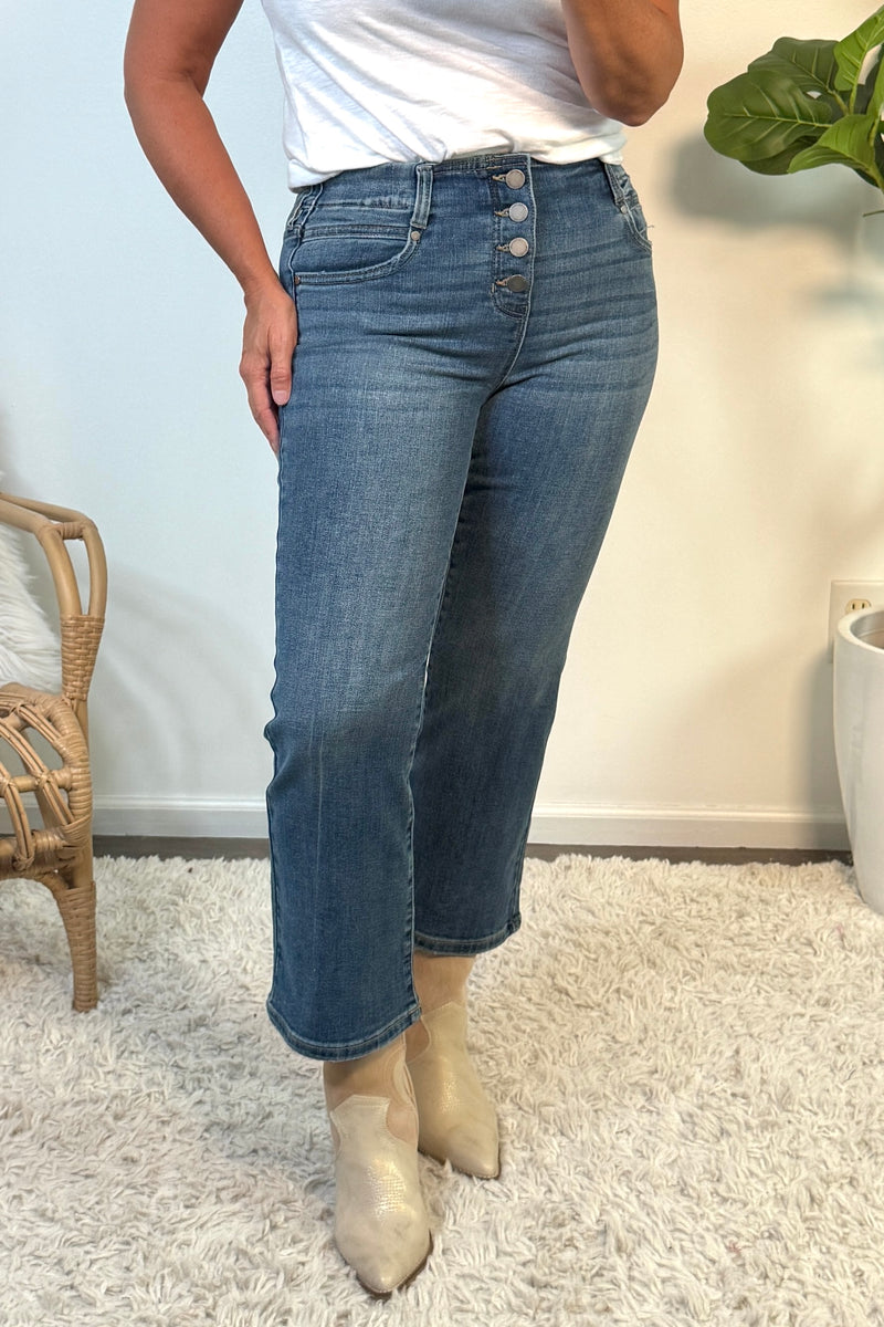 Liverpool Gia Crop Flare w/ buttons : Neola