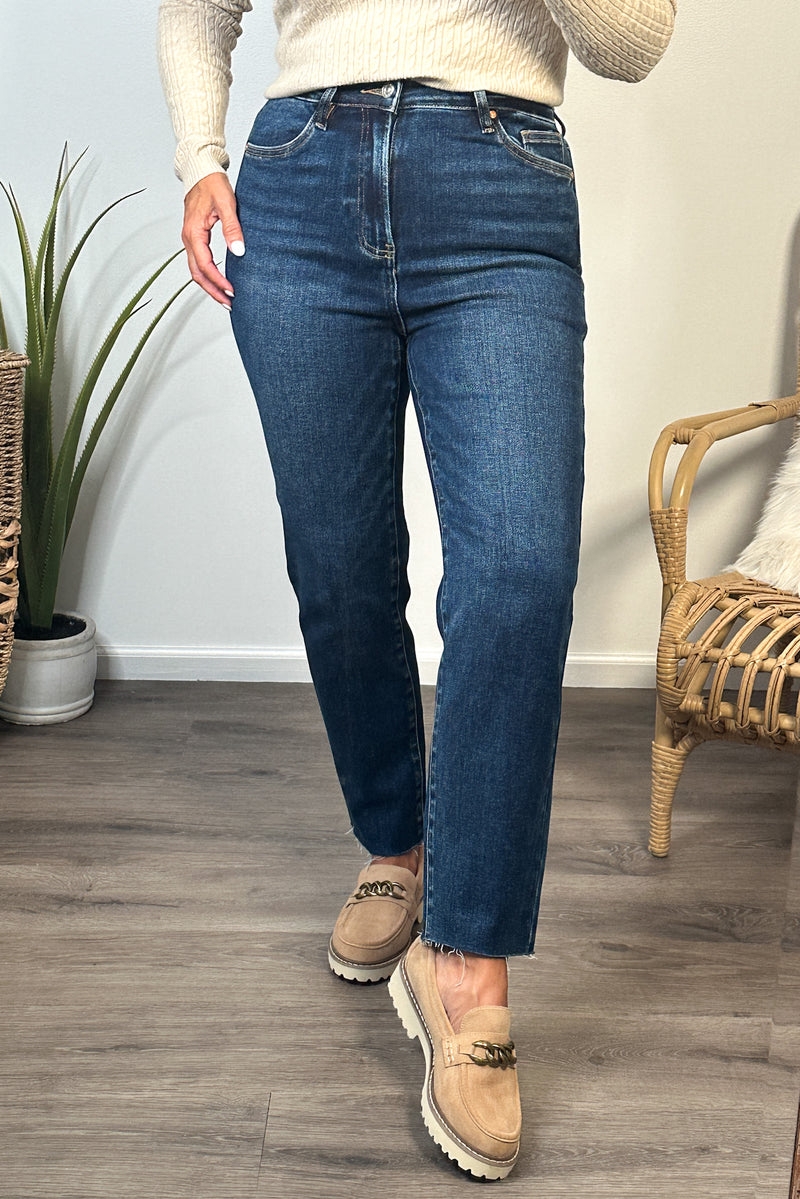 Bayeas Linda Super High Rise Slim Straight : Deep Sea