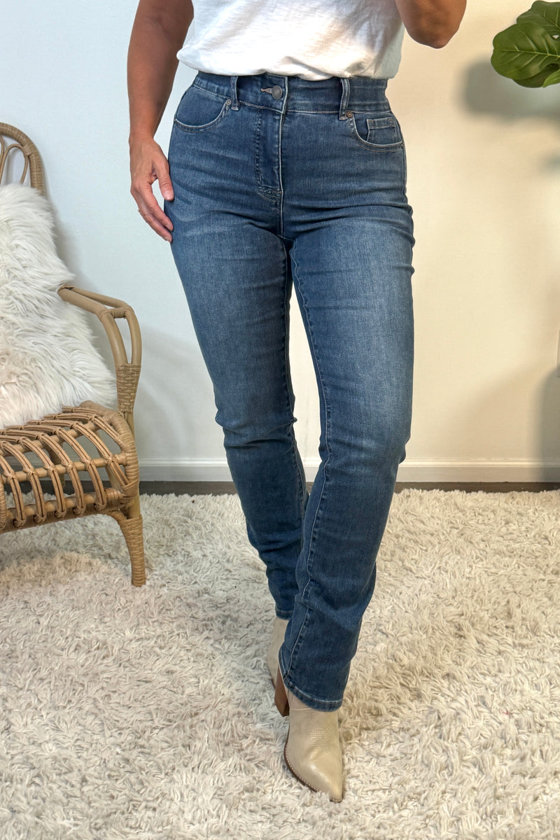 Tribal Sophia 32 inch Straight Leg High Waist Jean : Dk Vintage