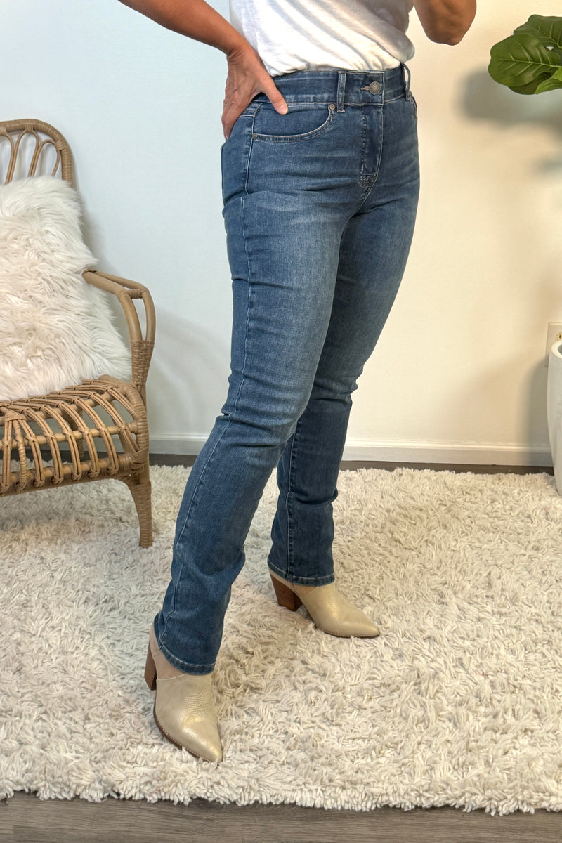 Tribal Sophia 32 inch Straight Leg High Waist Jean : Dk Vintage