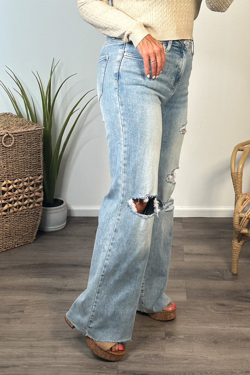 Bayeas Whispy High Rise Wide Leg : Light Denim