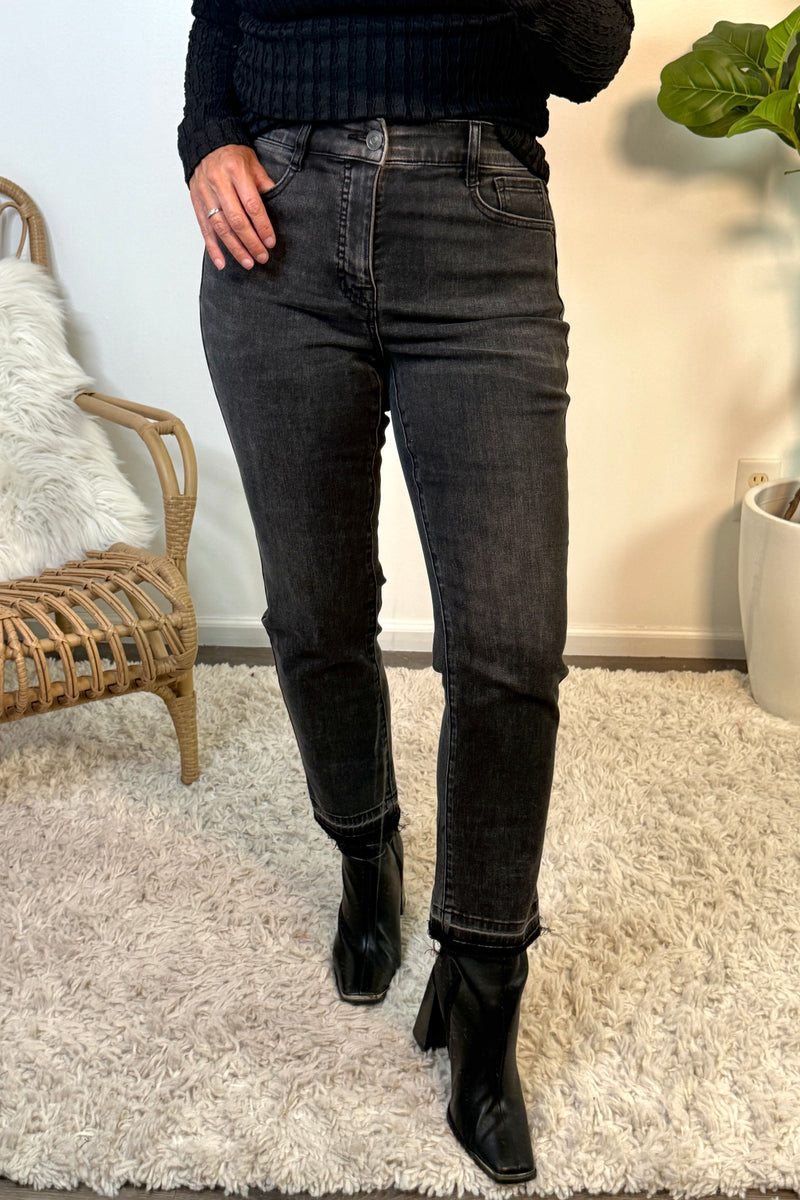 Tribal Sophia Curvy Micro Flare Jeans : Blackmist