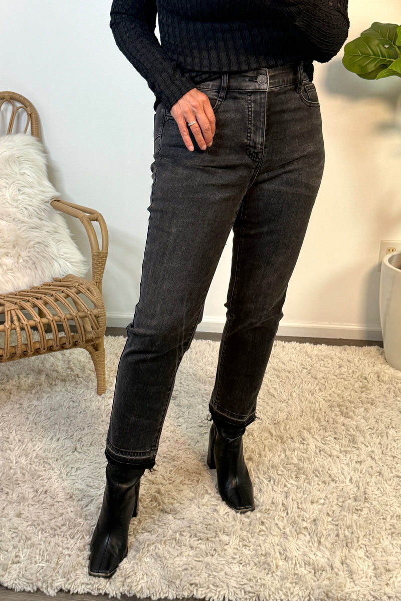Tribal Sophia Curvy Micro Flare Jeans : Blackmist