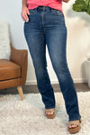 Judy Blue Calantha HW Tummy Control Bootcut Long Jean : Dark