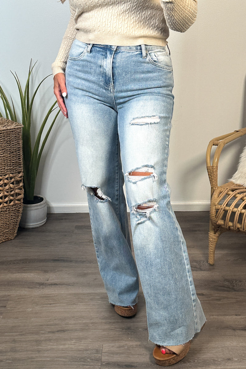 Bayeas Whispy High Rise Wide Leg : Light Denim