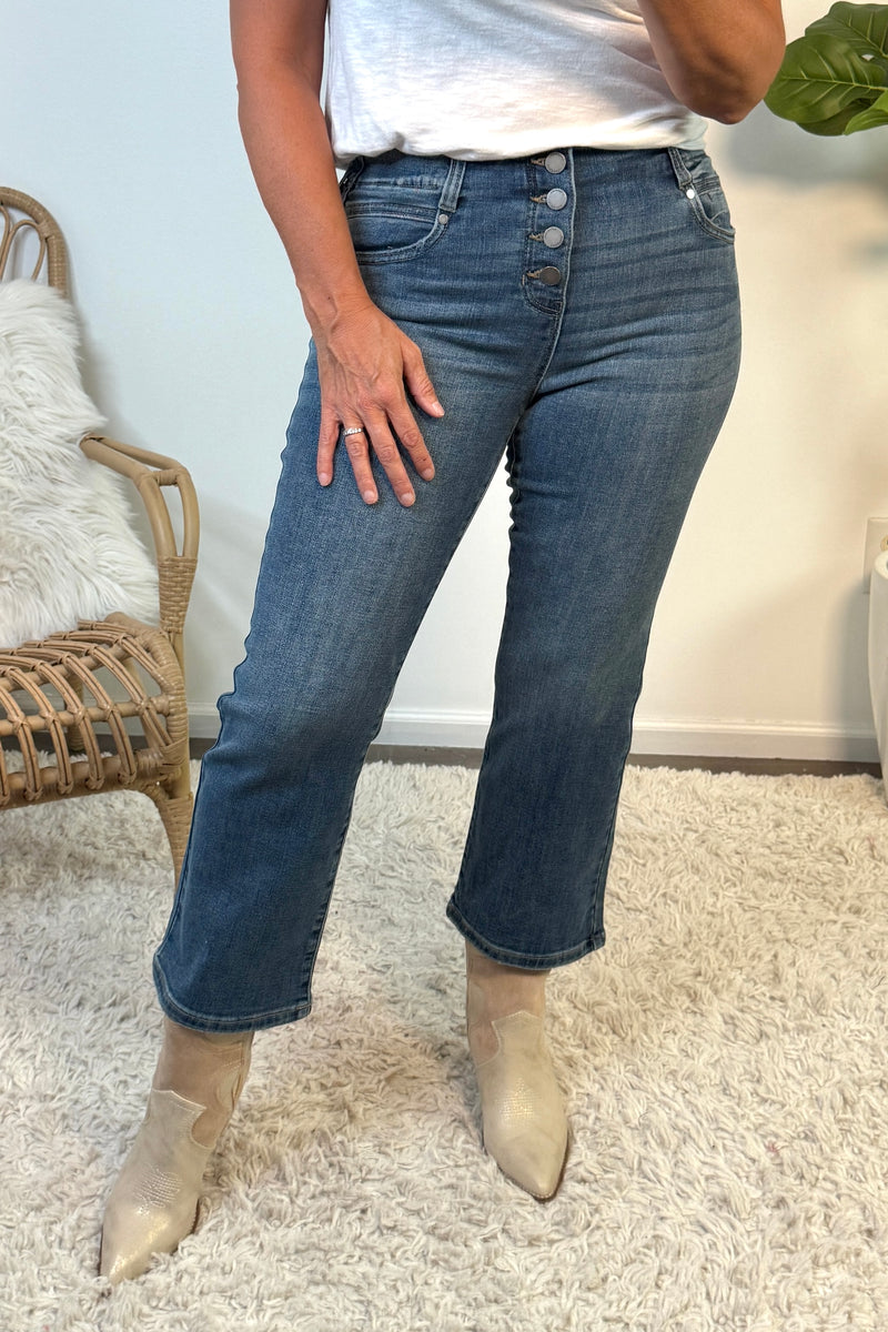 Liverpool Gia Crop Flare w/ buttons : Neola