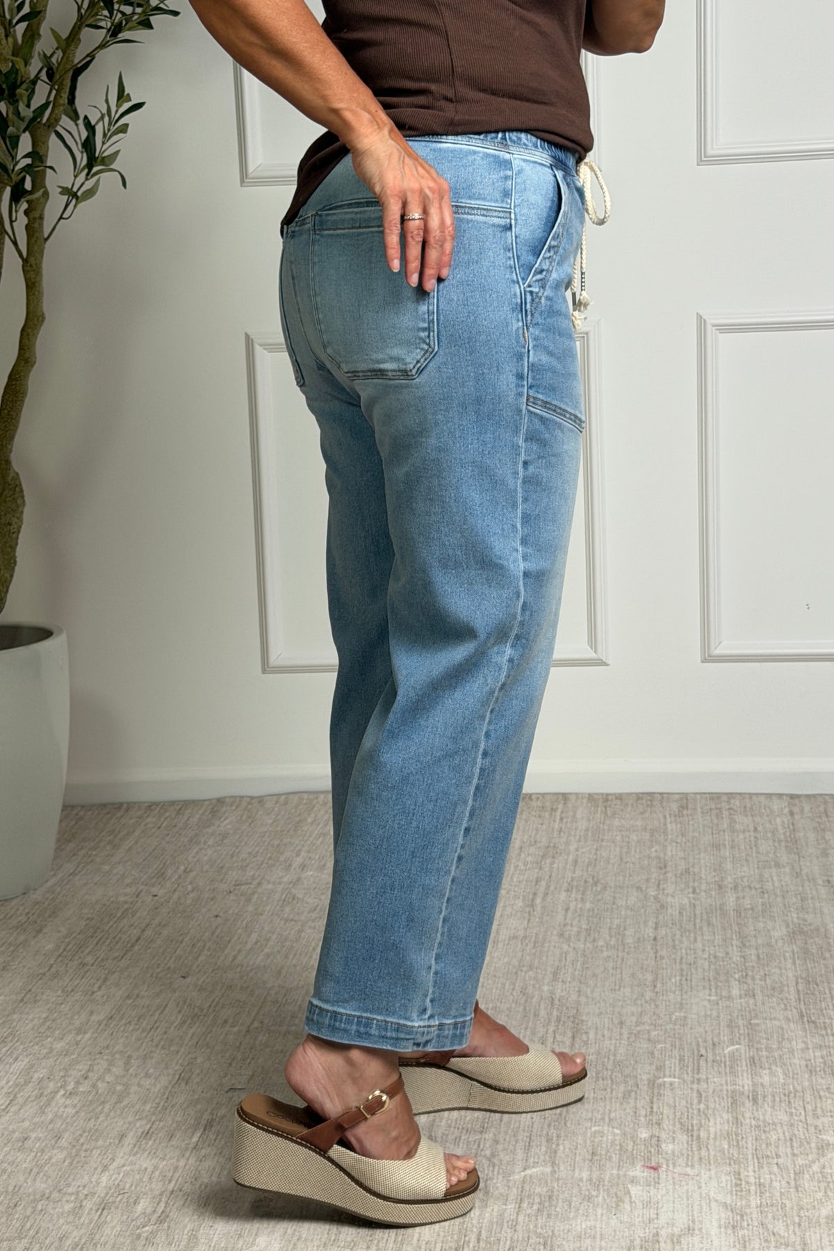 Risen Delfina Slouchy Crop Baggy Jeans : Medium