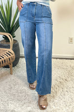 Bayeas Zila High Rise Relaxed Straight Jean : Blue