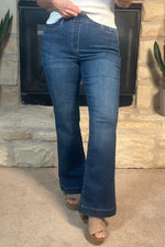 Tribal  Audrey Pull on Flare Jeans : Stormy Blue