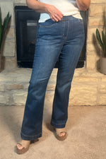 Tribal  Audrey Pull on Flare Jeans : Stormy Blue