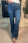 Tribal  Audrey Pull on Flare Jeans : Stormy Blue