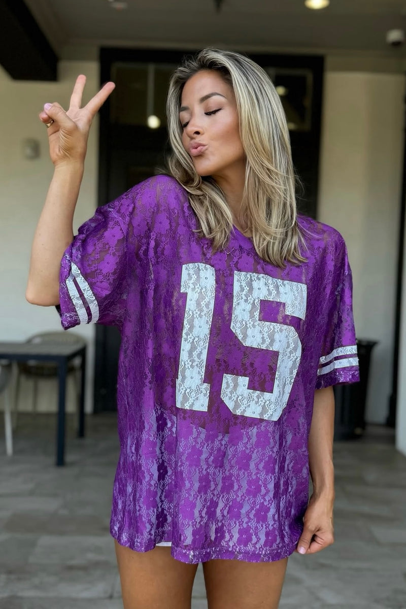 It's Game Time Lace Jersey : Purple