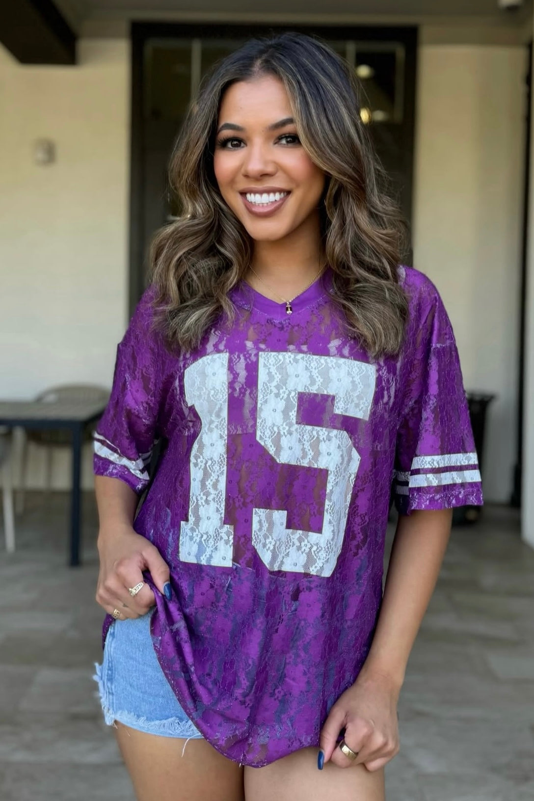 It's Game Time Lace Jersey : Purple