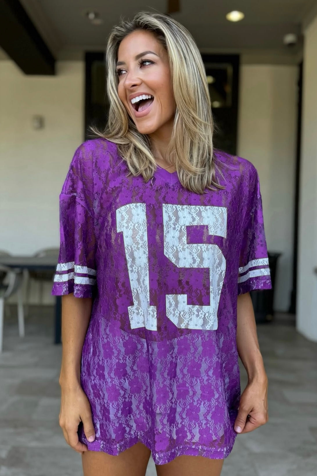 It's Game Time Lace Jersey : Purple
