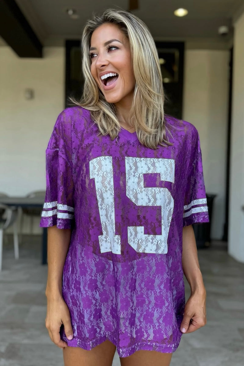 It's Game Time Lace Jersey : Purple