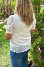 Alita Split Neck Button Down Blouse : White