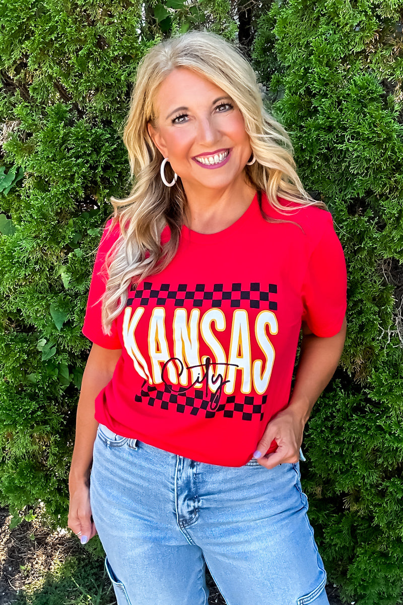 Kansas City Checkered Tee : Red