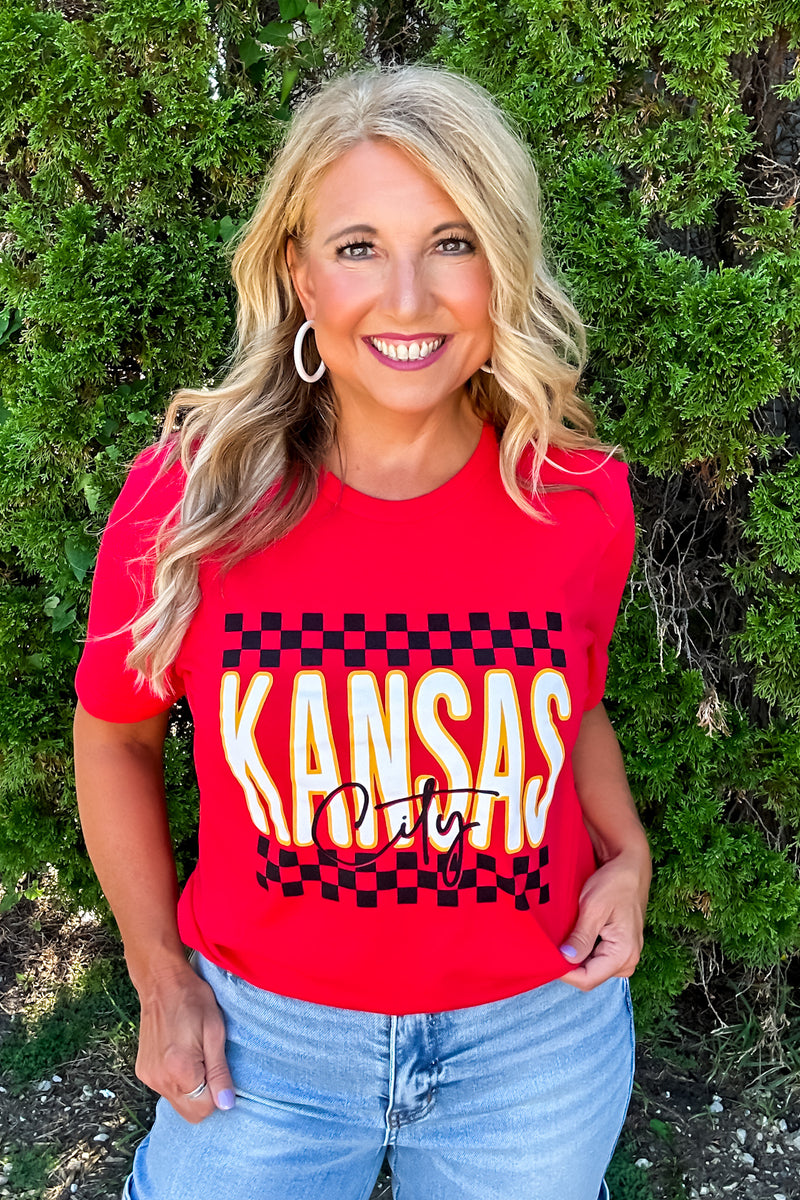 Kansas City Checkered Tee : Red