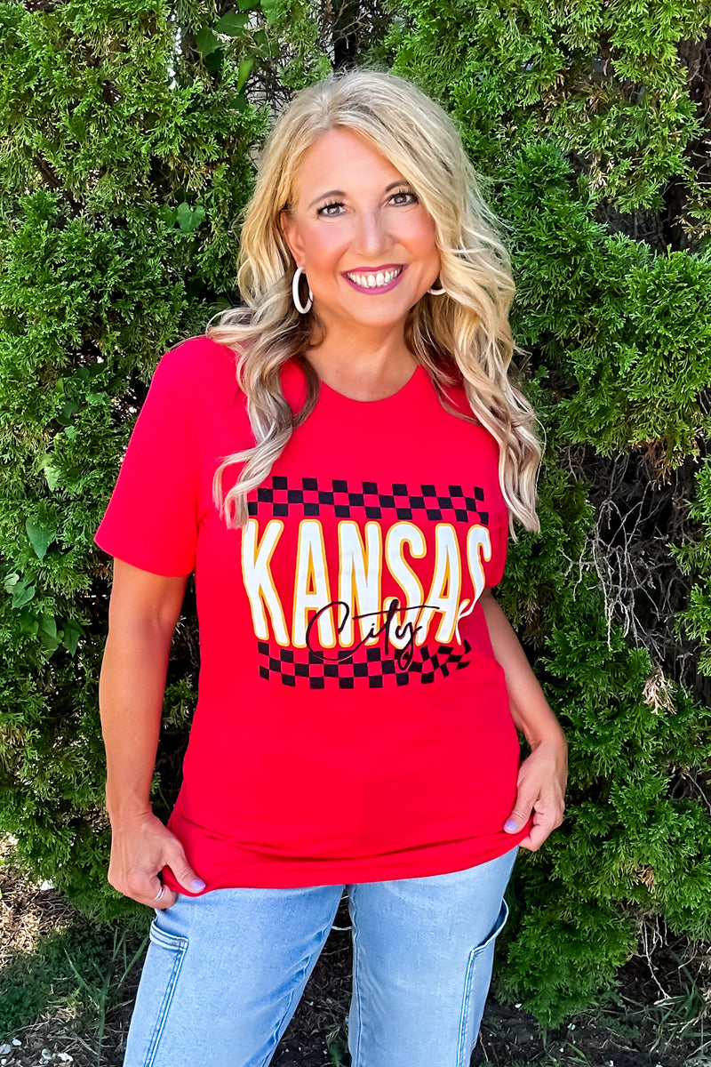 Kansas City Checkered Tee : Red