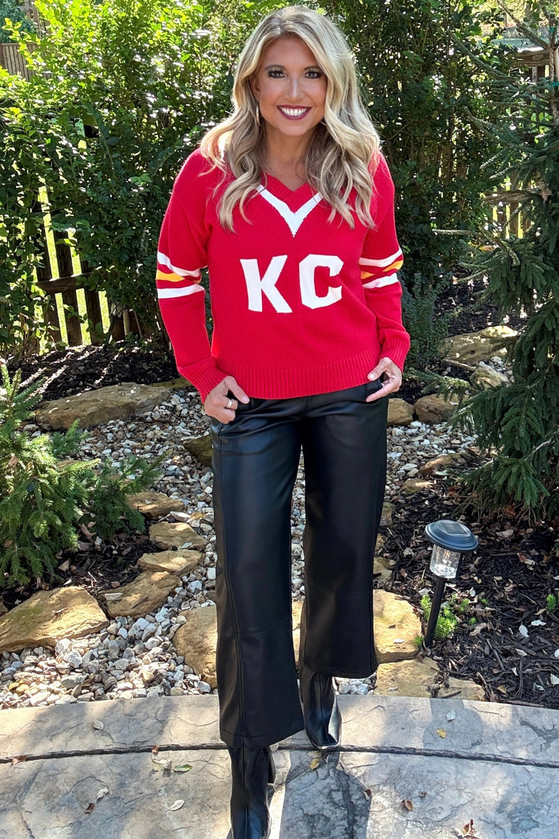 KC Varsity Vintage Cheer Sweater : Red