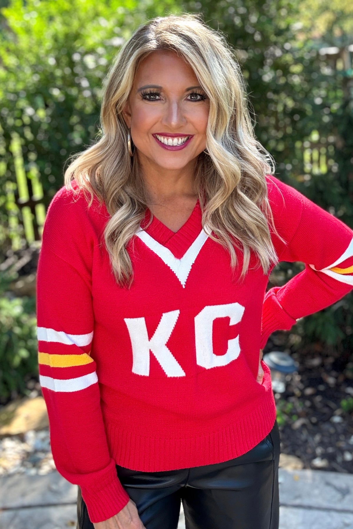 KC Varsity Vintage Cheer Sweater : Red