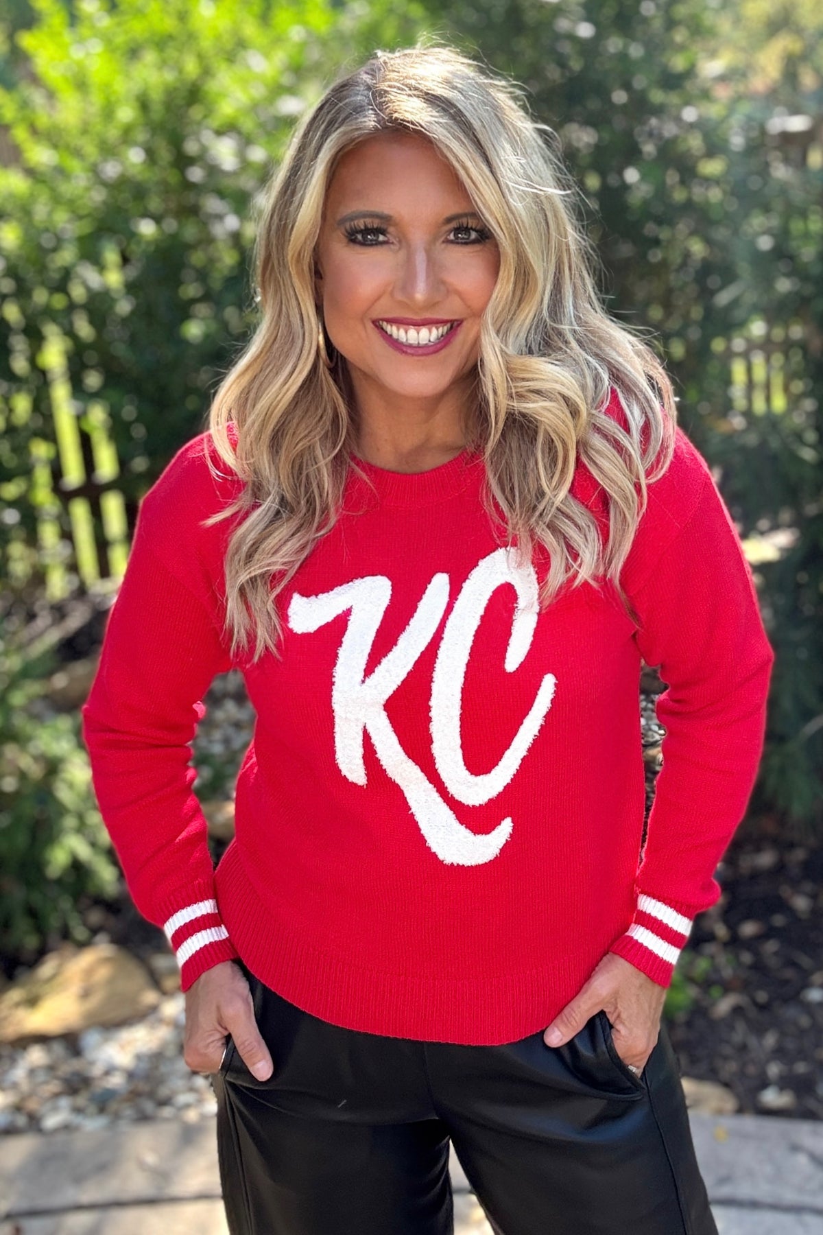 KC Varsity Crew Neck Sweater : Red