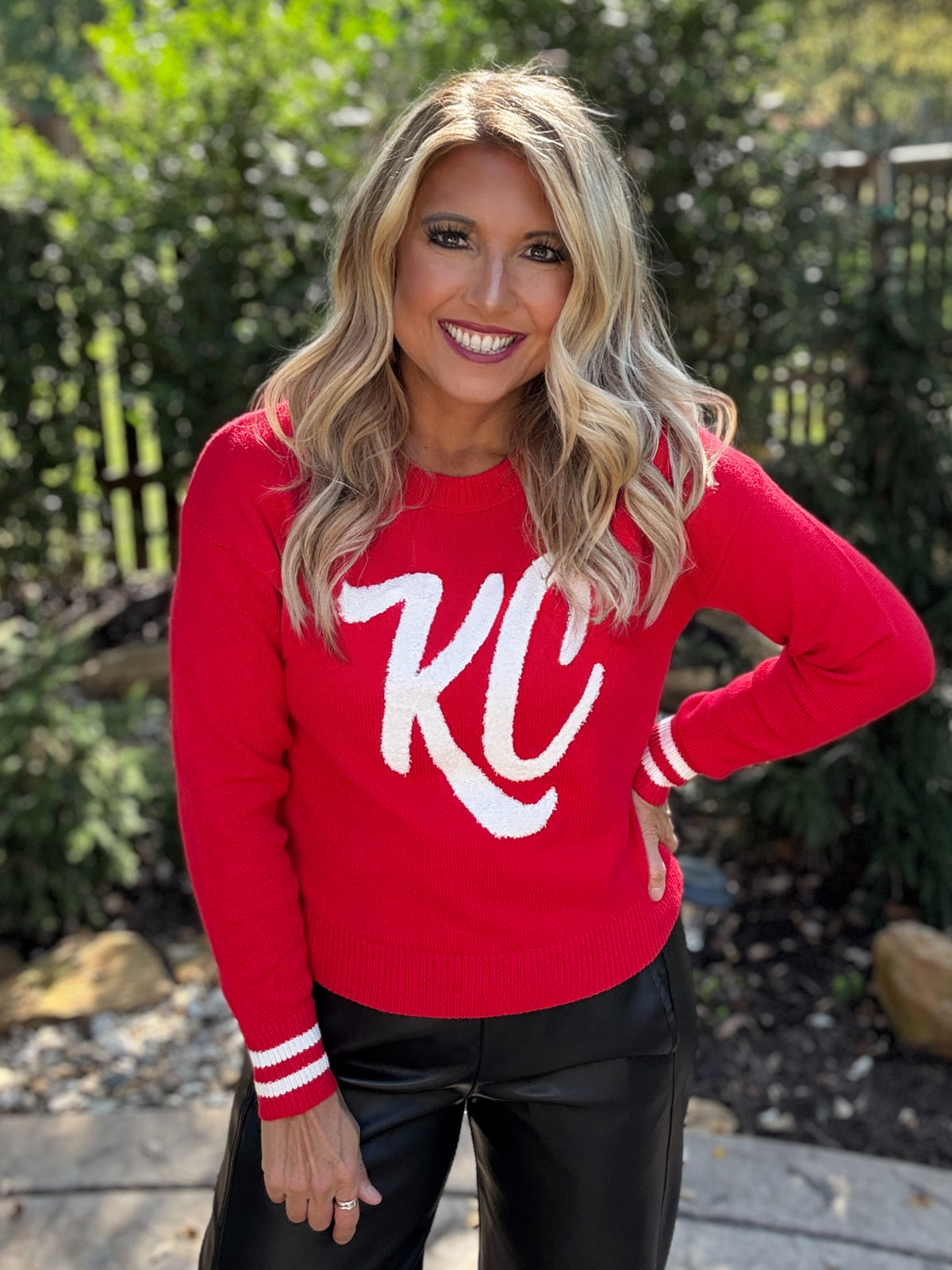 KC Varsity Crew Neck Sweater : Red