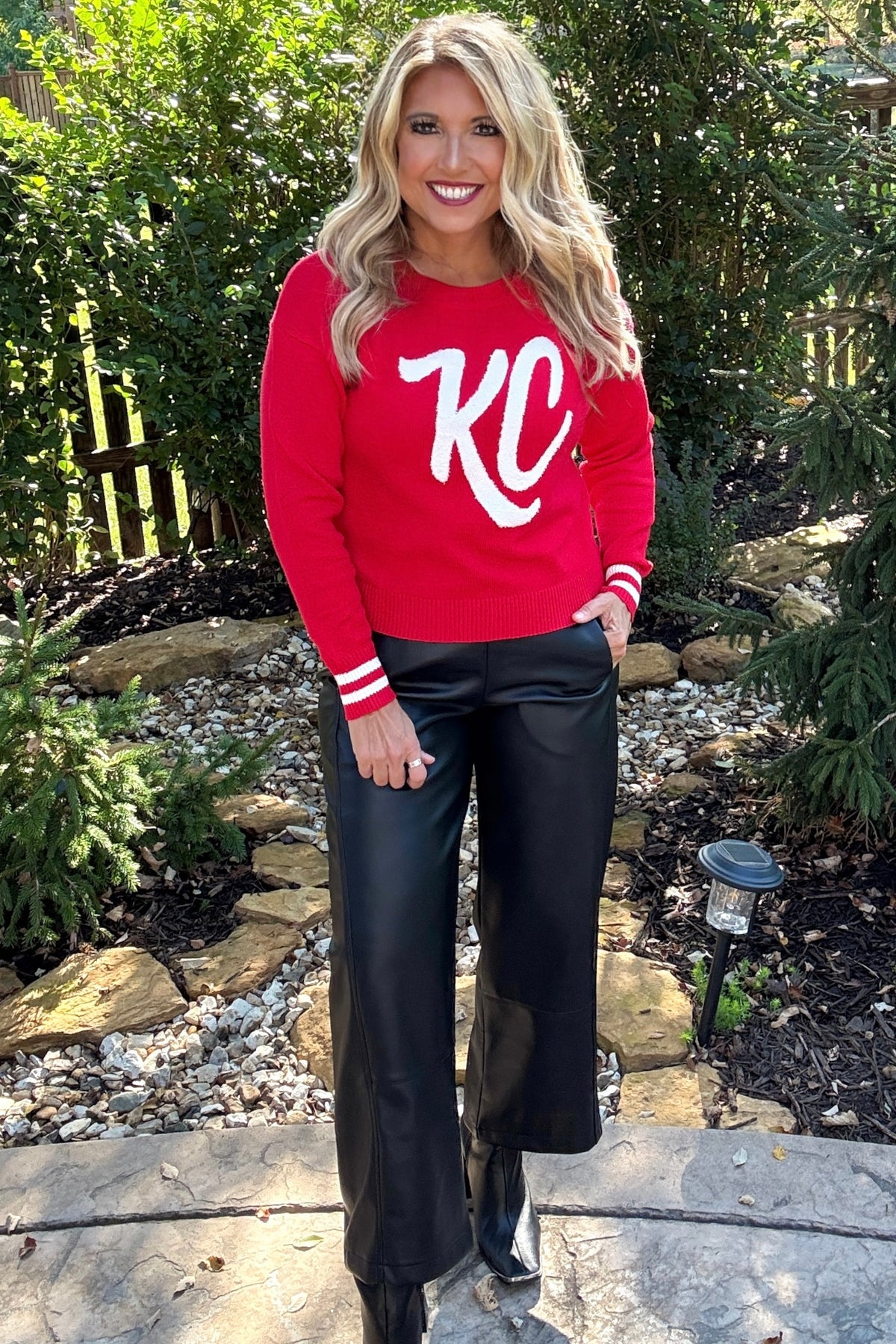 KC Varsity Crew Neck Sweater : Red