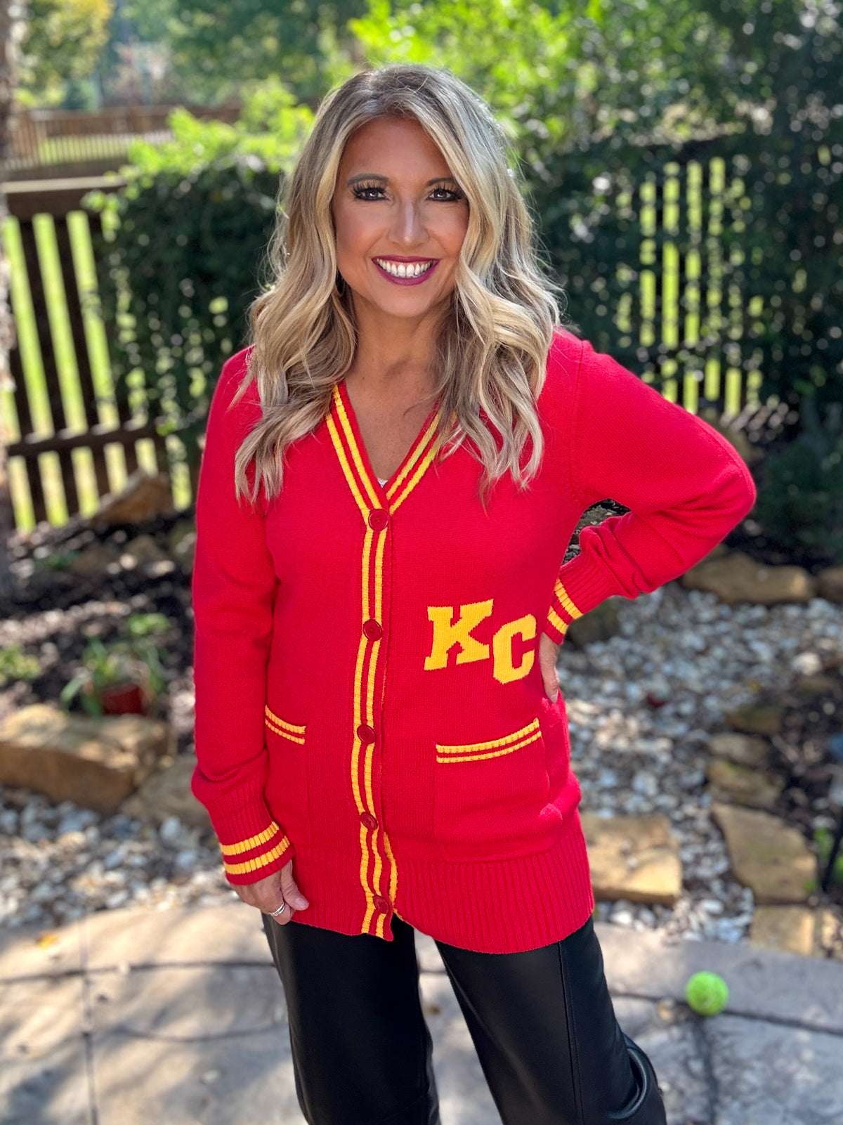 KC Varsity Vintage Sweater Cardigan : Red