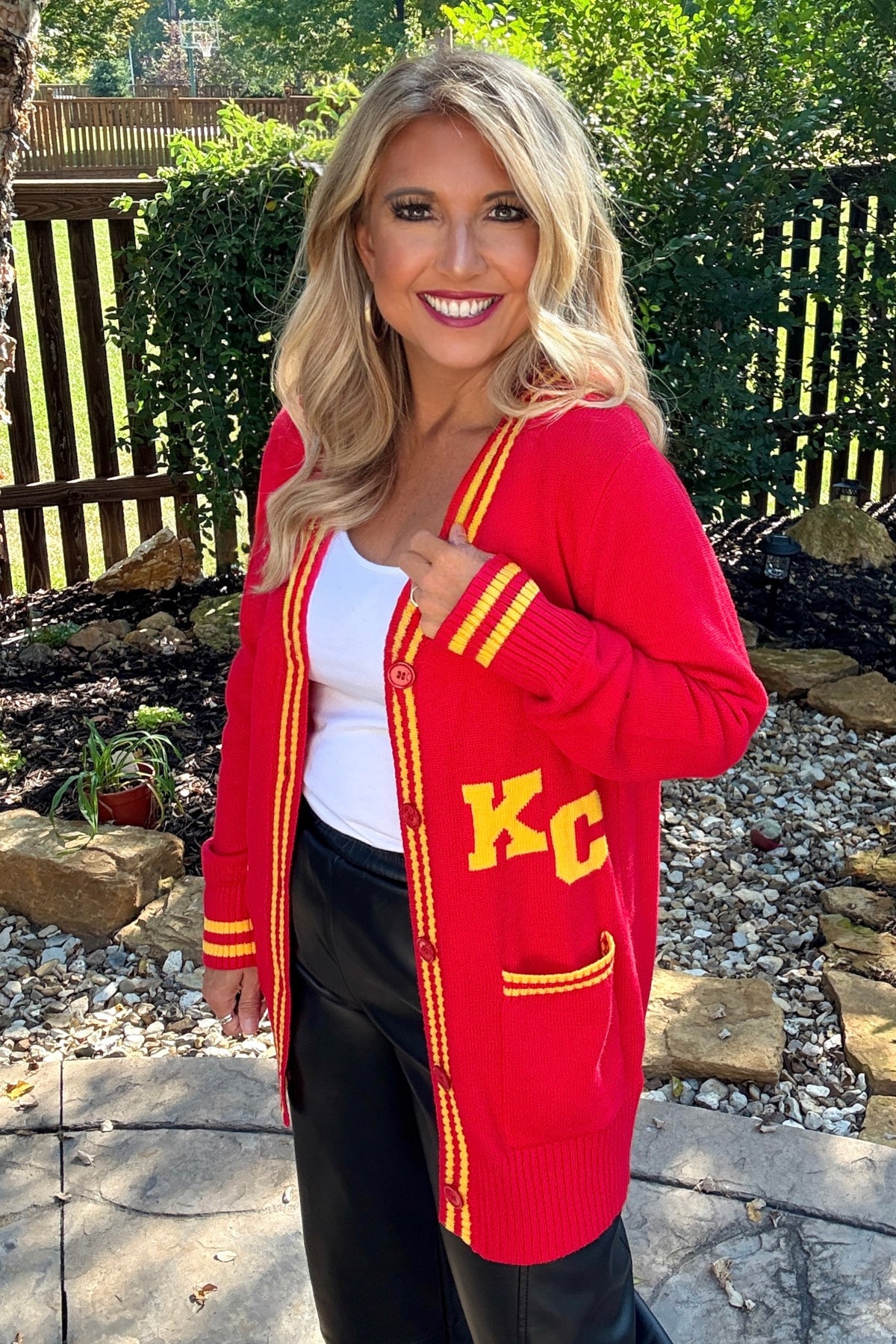 KC Varsity Vintage Sweater Cardigan : Red