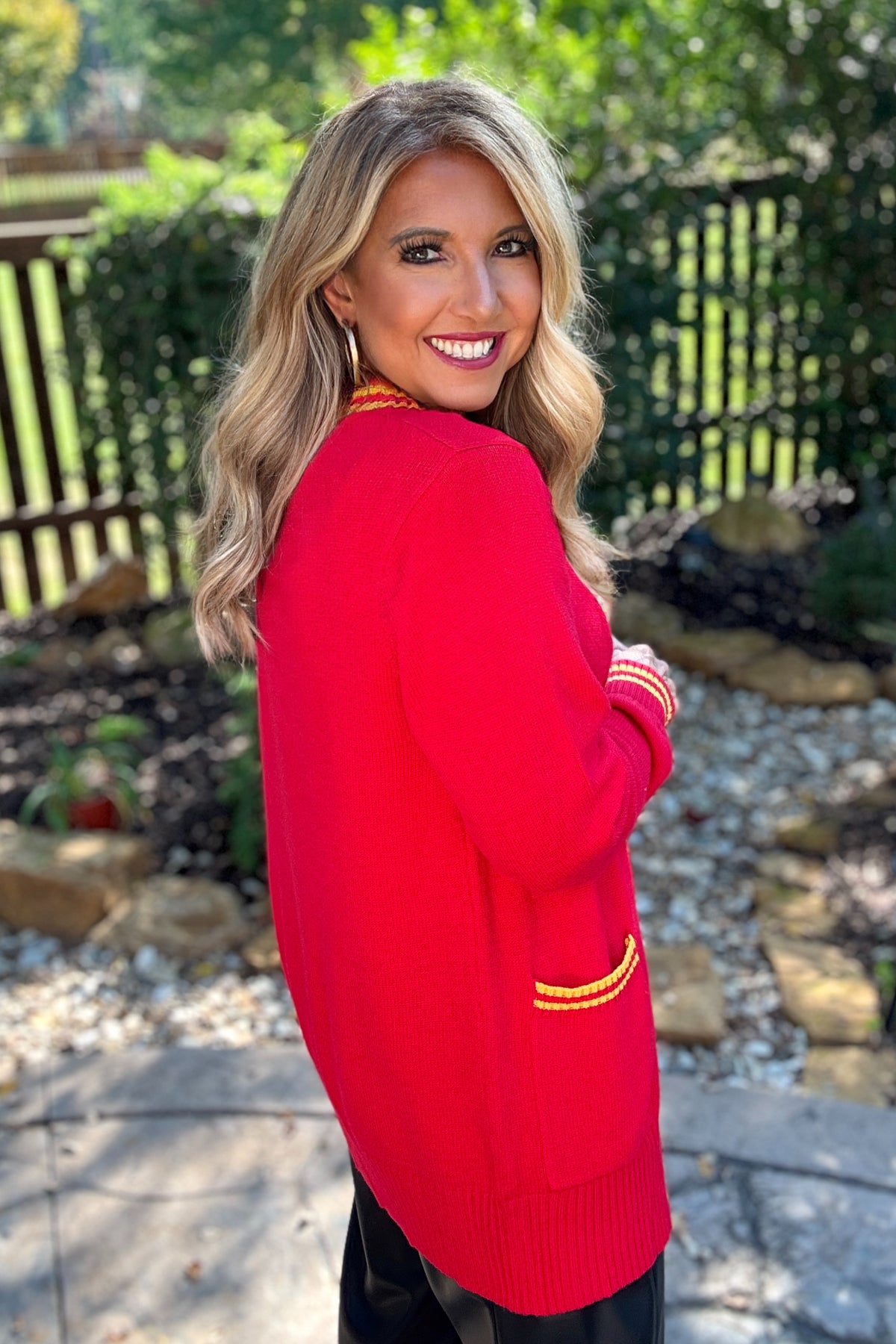 KC Varsity Vintage Sweater Cardigan : Red