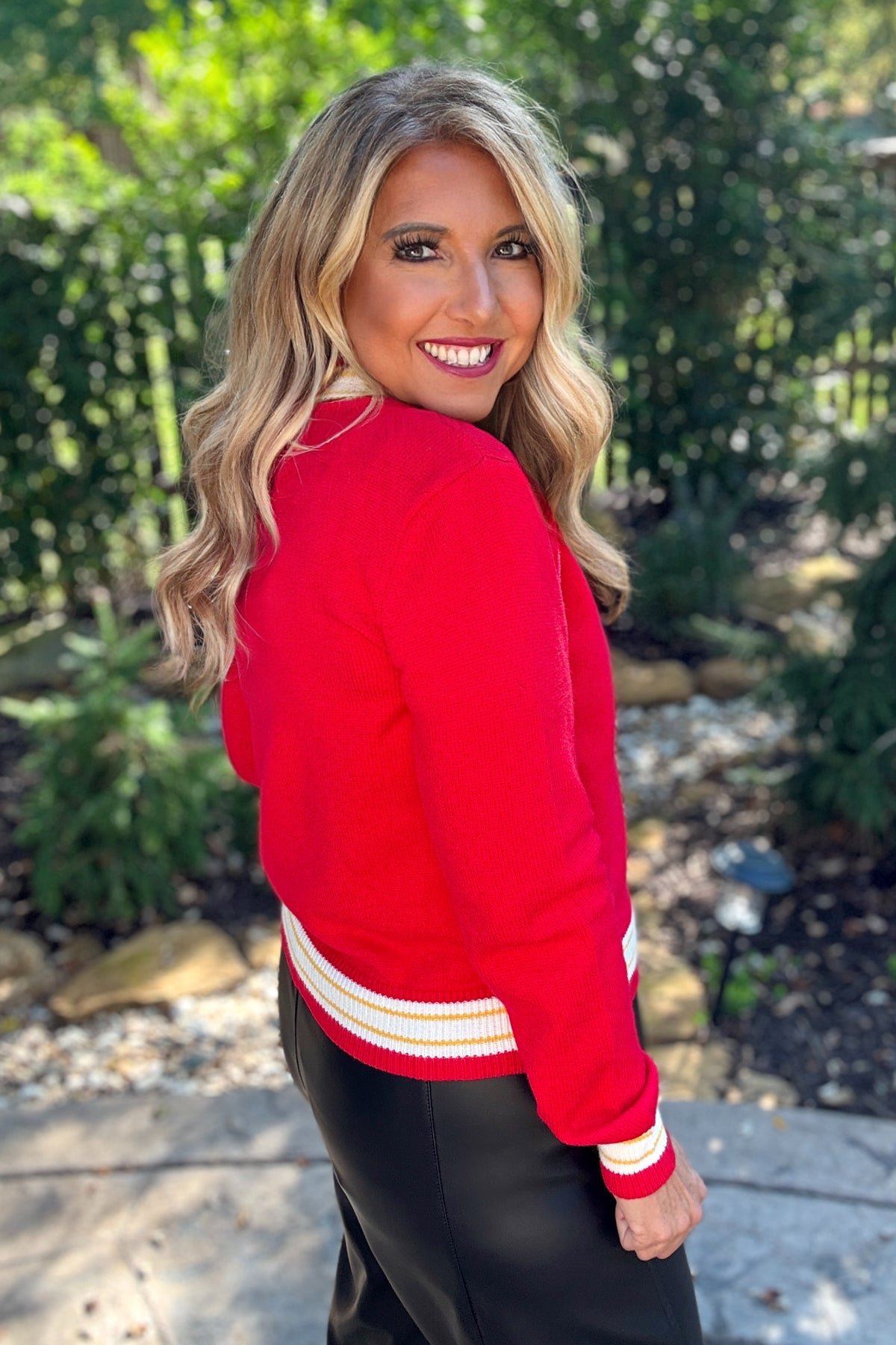 KC Varsity Zip Up Sweater Jacket : Red