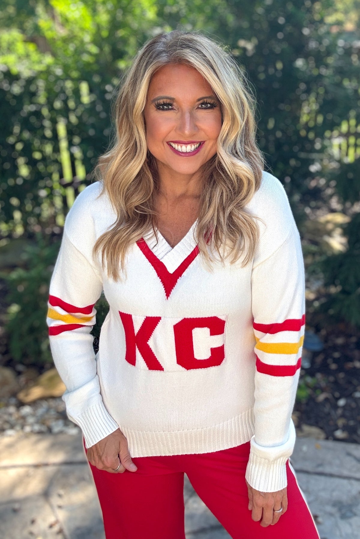 KC Varsity Vintage Cheer Sweater : White