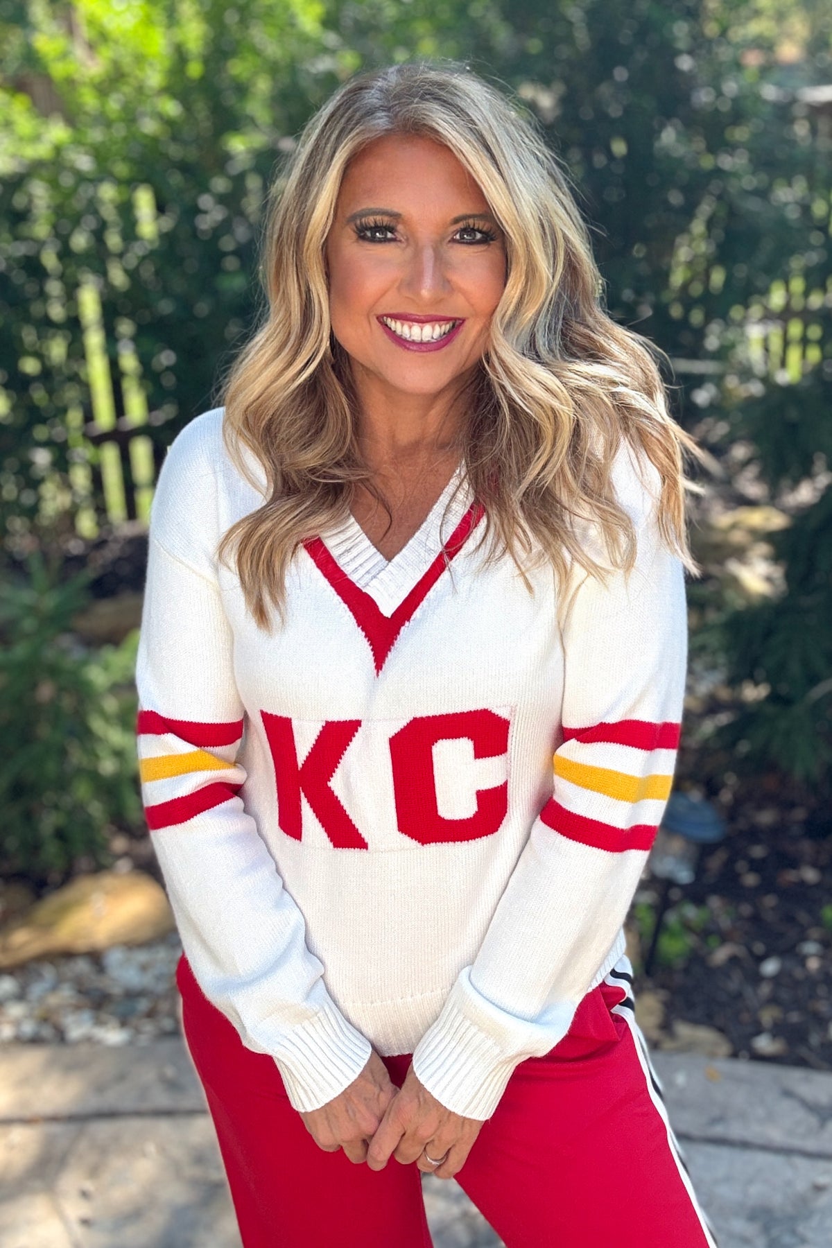 KC Varsity Vintage Cheer Sweater : White