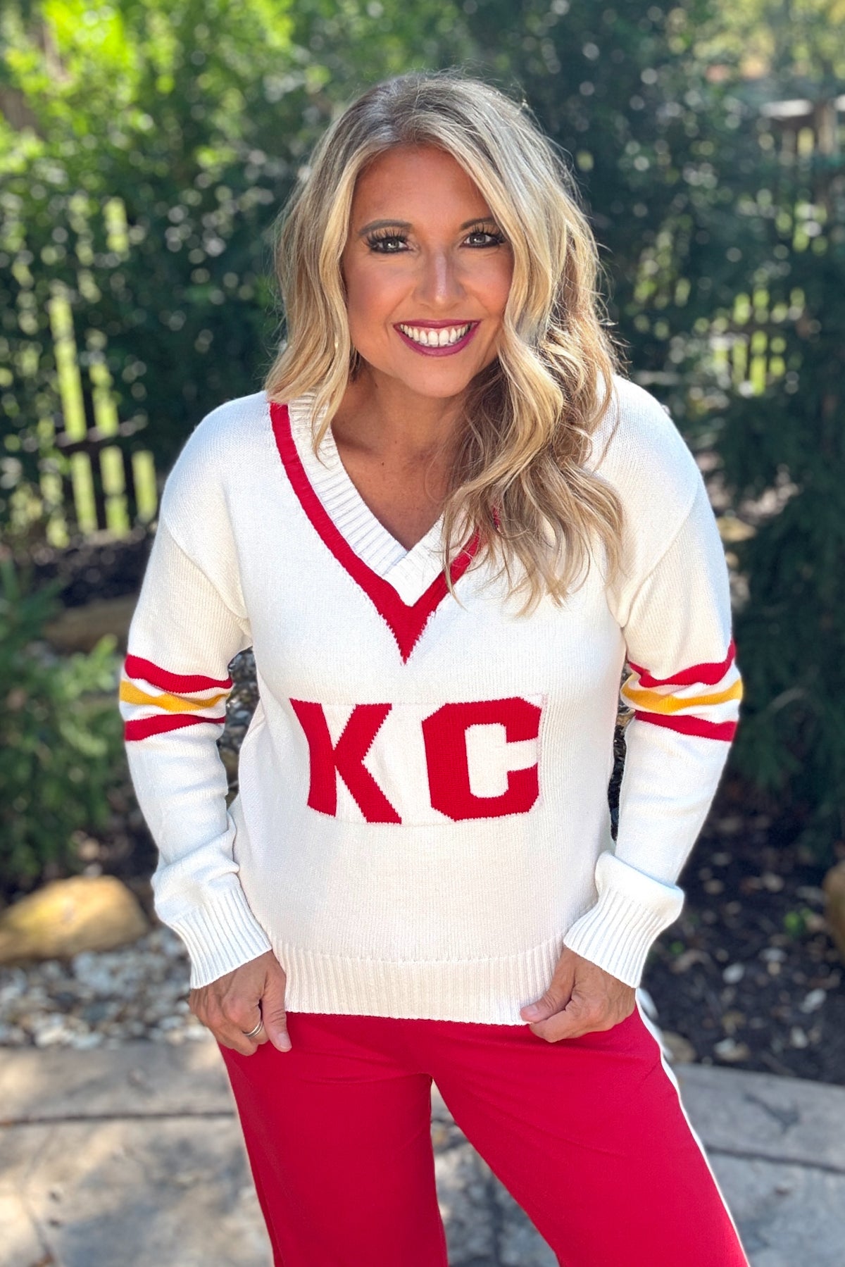KC Varsity Vintage Cheer Sweater : White